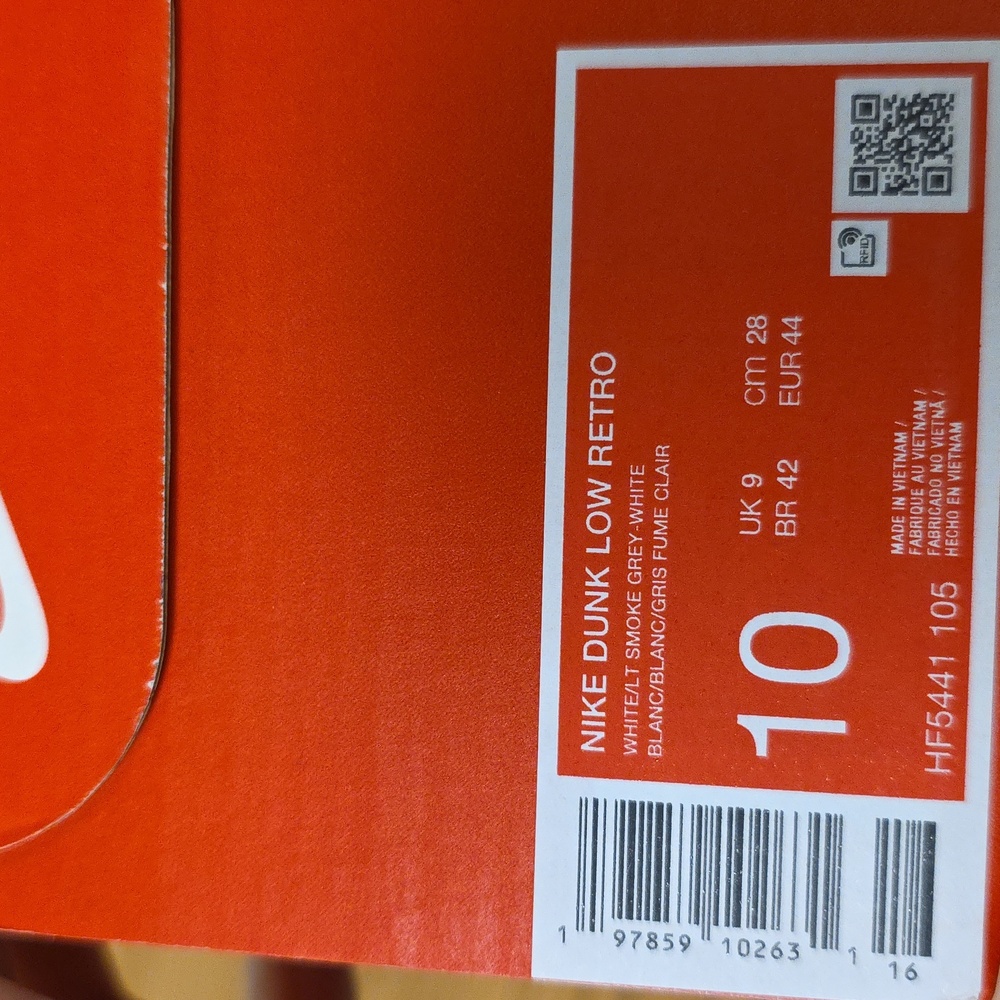 Nike Dunk Low Retro White/Light Smoke Grey Men's Size 10 HF5441-105 New - Picture 7 of 7
